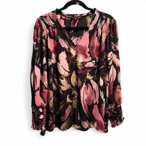 Zac & Rachel Pink and Black Floral Blouse